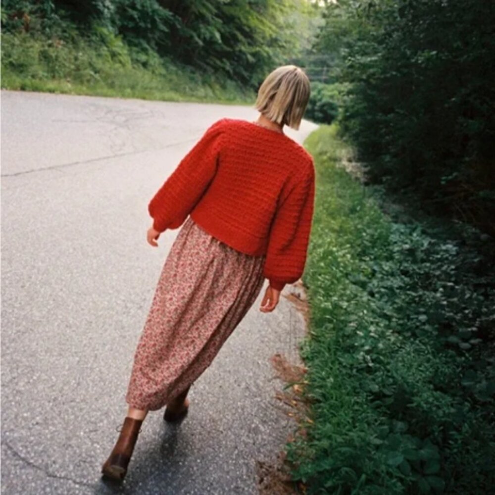 Christy Dawn Nola Cardigan Sweater in Crimson Red Medium - Picture 2 of 5